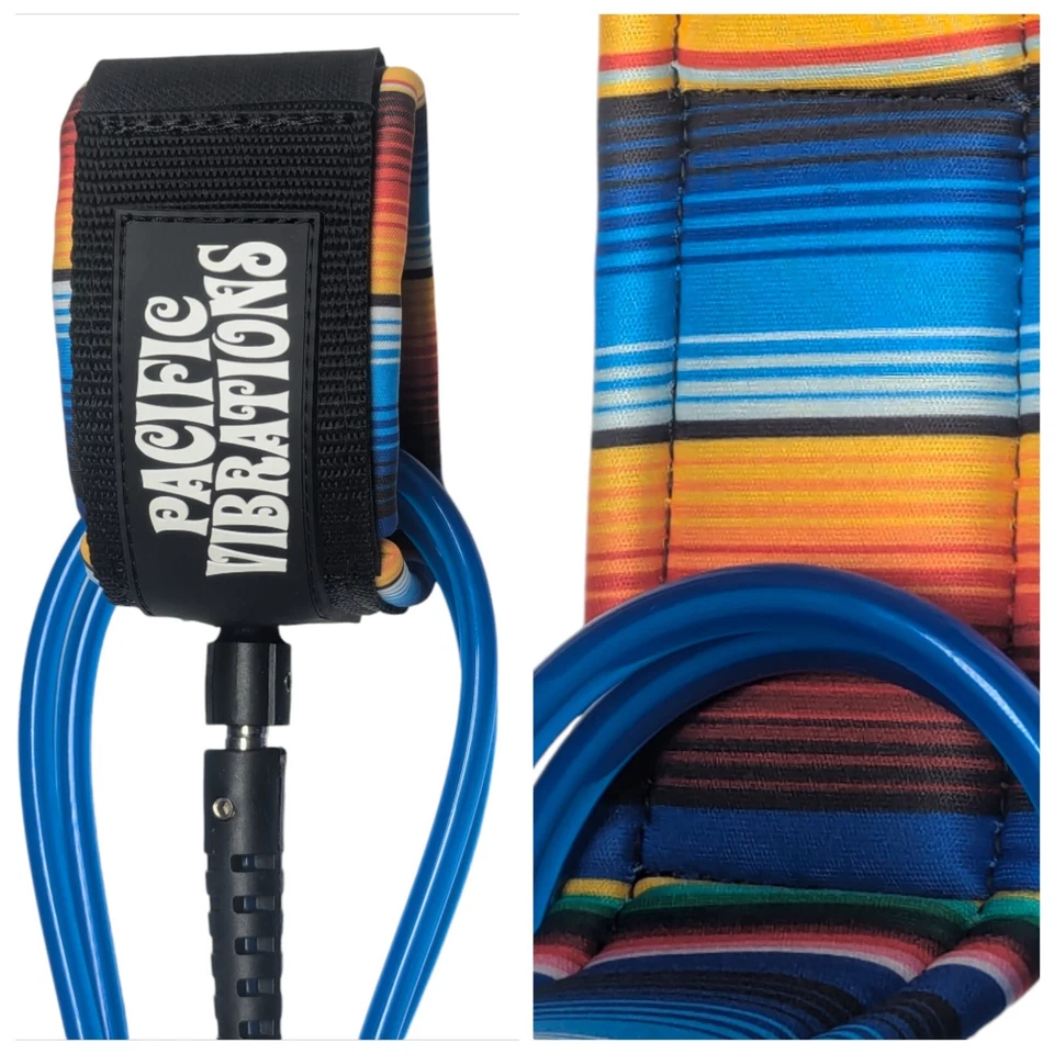 10' Pacific Vibrations Longboard Surfboard Sup Ankle leash 10ft Blue Cord  - Image 1 of 4