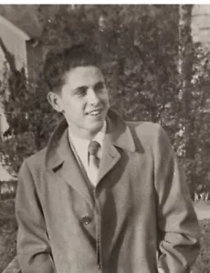 Vintage Old 1954 Photo of Young Man ROBERT NOWACK Wearing a Trench Coat - Picture 1 of 2