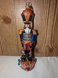 Vintage Christopher Radko Soldier on Drum W/ Mice Blown Glass Ornament 9.5" - Picture 1 of 10