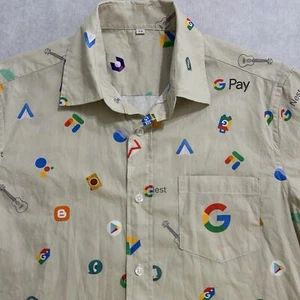 GOOGLE Apps logo ALOHA SHIRT White Men’s XS Android Blogger Button Up AOP - Picture 1 of 5