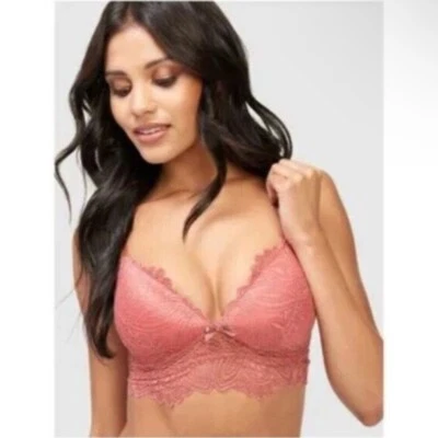 Bralette Frederick's of Hollywood Finley Duce Rosa Polvorienta Vieira Encaje Talla M NUEVO Foto 1 de 4