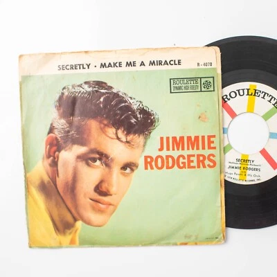 Jimmie Rodgers 1958 Make Me A Miracle / Secretly Vinyl 45 Record - Image 1 of 3
