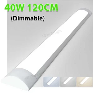 2x 4FT 120cm LED Wide Batten Tube Light Shop Garage Ceiling Strip Bar Lamp 40W - Picture 1 of 13