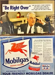 1942 Mobilgas Mobiloil Oil is Ammunition Use it Wisley WWII Vintage Print Ad - Picture 1 of 6