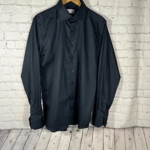 ETON Hemd Herren Slim Knopfleiste Langarm 41 16 Größe L Schwarz - Bild 1 von 7