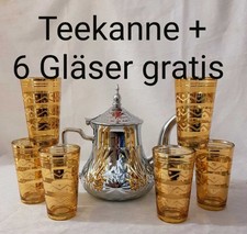 TEEKANNE MARRAKESCH STYLE MINZTEE PFEFFERMINZ TEE KANNE + 6 GLÄSER GOLD GELB