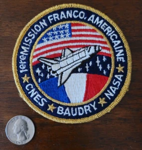 RARE SPACE SHUTTLE Original PATCH BAUDRY NASA CNES MISSION FRANCO, AMERICAINE - Picture 1 of 2
