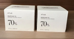 Anua Heartleaf 70% Intense Calming Cream 50ml / 1.69 fl.oz Ceramide 2pk Sealed - Picture 1 of 3