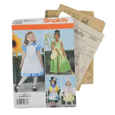 Simplicity 2330 Child Costume Pattern Size 3-8 Uncut Princess Mad Hatter Rabbit - Image 1 of 4