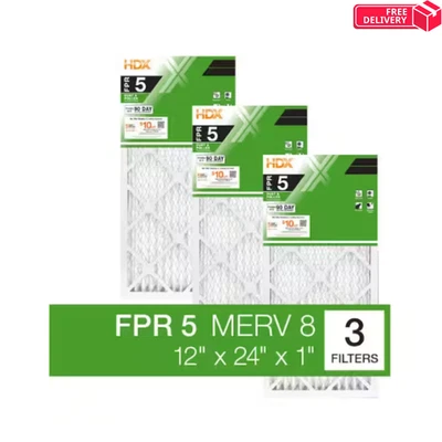 12 x 24 x 1 Standard Pleated Air Filter FPR 5, 3-Pack, Air Filters Replacement - Image 1 of 4