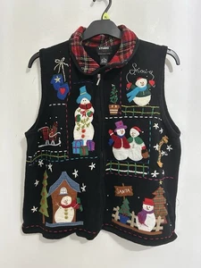 Vintage Designers Originals Knit  Vest Christmas Waistcoat 90s , Tartan XL - Picture 1 of 12