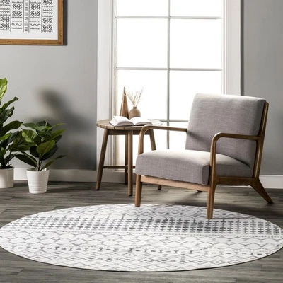 6' Round Machine Washable Stain-Resistant Area Rug with Non Slip Backing, Low... - Image 1 of 4