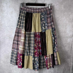 Paul Harris Denim Patchwork Skirt Elastic Waistband Small BOHO Y2K RETRO - Picture 1 of 7