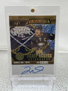 2019-20 Credentials Jack Eichel 1/1 Gold Ticket Access Auto 21-22 Update - Picture 1 of 2