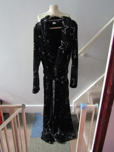 Women's LTS Long Tall Sally Black Stars Dressing Gown Bath Robe UK Size 14 - 16 - Picture 1 of 3