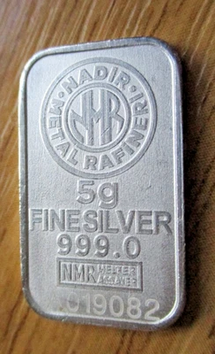 Barra de plata 5 g barra NADIR .999 lingotes finos Foto 1 de 2