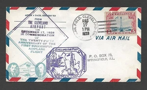 U.S. 1928 25TH ANNIVERSARY OF WRIGHT BROTHERS FIRST FLIGHT COVER, CLEVELAND - Picture 1 of 2