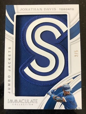2019 Immaculate Jonathan Davis Jumbo Jackets LOGO Patch #2/5 Toronto Blue Jays - Image 1 of 2