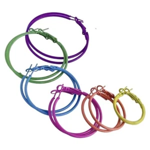 Orecchini Cerchio Arcobaleno Anni 80 90 Punk Chiusura Cerniera Colori Brillanti 6 Paia Nuovi - Foto 1 di 4