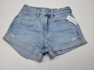 Pacsun Denim Mom Shorts Womens 23 Light Wash Cuffed Denim Blue Jean Boho NWT - Picture 1 of 7