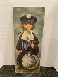 Vintage 1963 WM Merrill Mid Century Nautical Pipe Smoking Sailor Boys Print - Picture 1 of 8