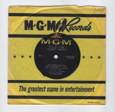 1963 Conway Twitty R & B 63 Stereo 7 Inch Jukebox Record EP 33 1/3 - Image 1 of 4