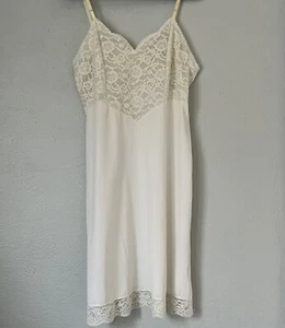 Vintage 50er Jahre Vanity Fair Oberteil mit voller Spitze Slipper Kleid klein 38 Elfenbein - Bild 1 von 11