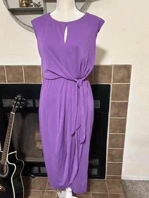 NWT Ralph Lauren Black Label Sheath Dress Stretch Jersey Tie Front Sz 12 Purple - Image 1 of 4