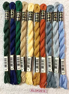 DMC Perle Cotton Size 5 Thread 10 Skeins Assorted Colors Solid No Duplicates New - Picture 1 of 8