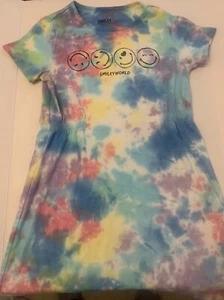 Girl’s Smiley World Tie Dye Dress Size 10/12 Short Sleeve Spring Summer - Picture 1 of 7