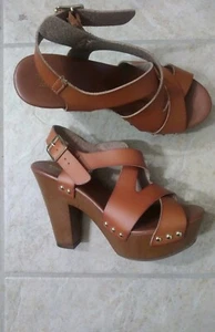 MOSSIMO Women's Tan Leather Platform Sandals Shoes 8M - Picture 1 of 10