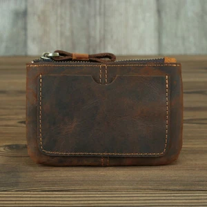 Piccola borsa per monete in vera pelle vintage con cerniera tasca dimensioni borsa cambio portafoglio- - Foto 1 di 17