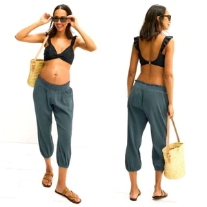 Pantaloni da spiaggia Hatch maternità cotone garza vita fumè blu antracite grigio 0/XS - Foto 1 di 7