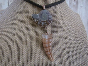 Rattlesnake Rattler Pendant Ammonite Necklace Spirit Animal Bone Jewelry N6219 - Picture 1 of 5