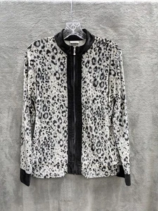 Animal Print Full Zip Jacket Women's Medium Velour Casual - Picture 1 of 8