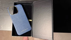 Coque Gentcreate Saffiano en cuir pour iPhone 15 Pro Max - Bleu - Photo 1 sur 7