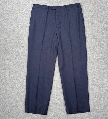 Pantalones de vestir Canali para hombre 38x30 azul a cuadros lana frente plano negocios Italia *DEFECTOS* Foto 1 de 4