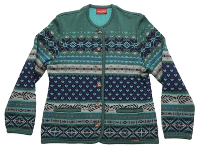 Geiger 38 Knit Wool Sweater Button Front Cardigan Fair Isle Made in Austria - Image 1 of 4