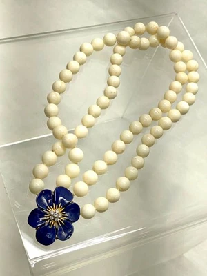 Colar Coral Branco - Lapis - Diamante - 18K - Imagem 1 de 4