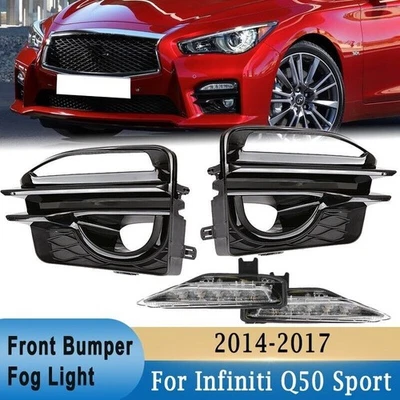 LED Daytime Running Light DRLs Turn Indicator Fog Lamp Bumper  For Infiniti Q50 - Image 1 of 4
