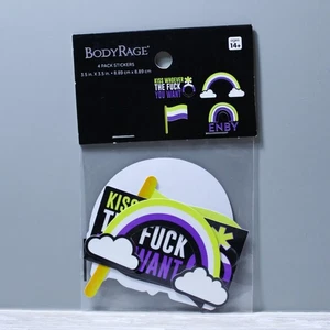 Body Rage ENBY Non-Binary Pride Flag Stickers Set 3.5" x 3.5" - Picture 1 of 4