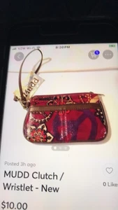 Schlamm Blumenmuster 7 x 4 Zoll Reißverschluss Kalbsleder Clutch Kleingeld Geldbörse, Riemen - Bild 1 von 2