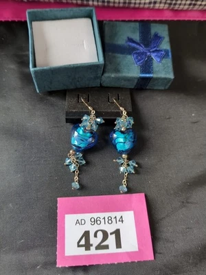 Bonitos Impresionantes Pendientes de Disfraz 925 Estampados Plata de Ley Ganchos Caja de Regalo Gratis Foto 1 de 4