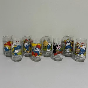 8 Vintage Schlumpf Hardee's Gläser 1982-1983 Peyo Schlumpfine Gargamel Papa - Bild 1 von 11
