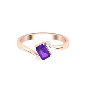 Natürlich Amethyst Und Diamanten Minimalist Damen Ring 18k Rotgold Ring - Bild 1 von 5