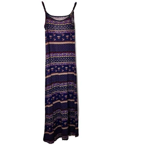 Forever 21 Womens S Small Maxi Tank Dress Floral Scoop Neck Keyhole Purple Boho - Picture 1 of 16