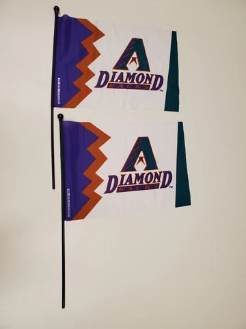 Lot of 2 Arizona Diamondbacks Emerson Flag 1999 Pirple & Teal - 17" x 12" Cover