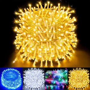 2-100M LED Fairy String Lights Mains Plug In/Solar/Battery Garden Xmas Wedding - Picture 1 of 20