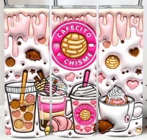 3D Inflated Cafecito Y Chisme - 20oz Tumbler + Extras - Picture 1 of 4