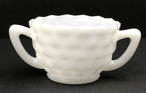 Mid-century Modern Jeanette Glass White Milk Glass Cubed Open Sugar Bowl - Picture 1 of 6